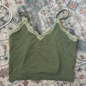 Y2K Green Lace Cami Trim Women's Tank Top